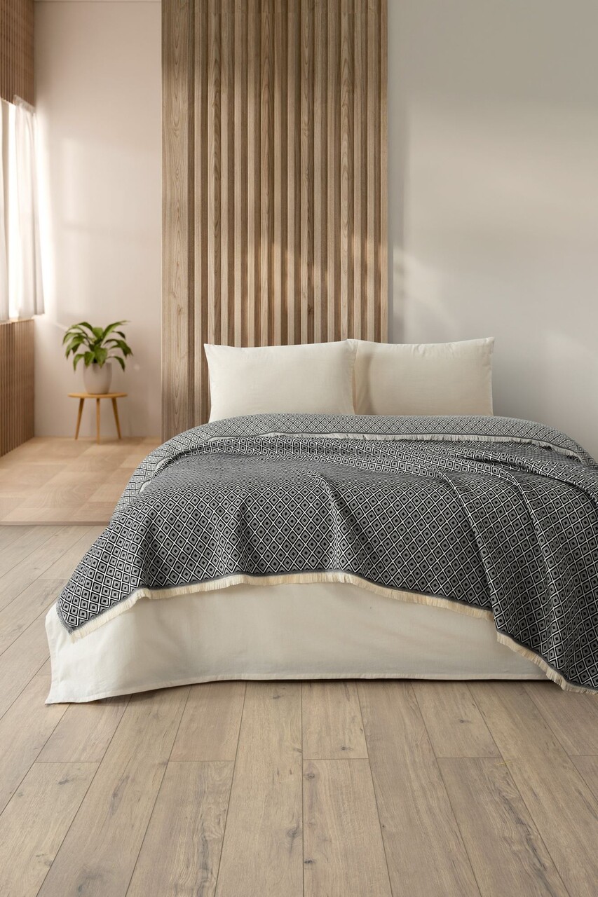 Cuvertura matlasata dubla, L'essentiel Maison, Diamonds, Negru - imagine 4